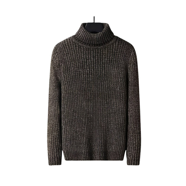 Textured Ribbed Turtleneck Sweater