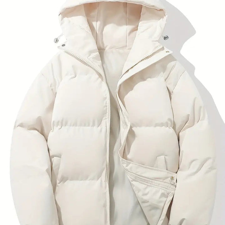 Horizontal-Channel Hooded Puffer Jacket