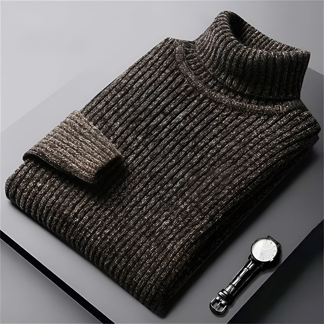 Textured Ribbed Turtleneck Sweater