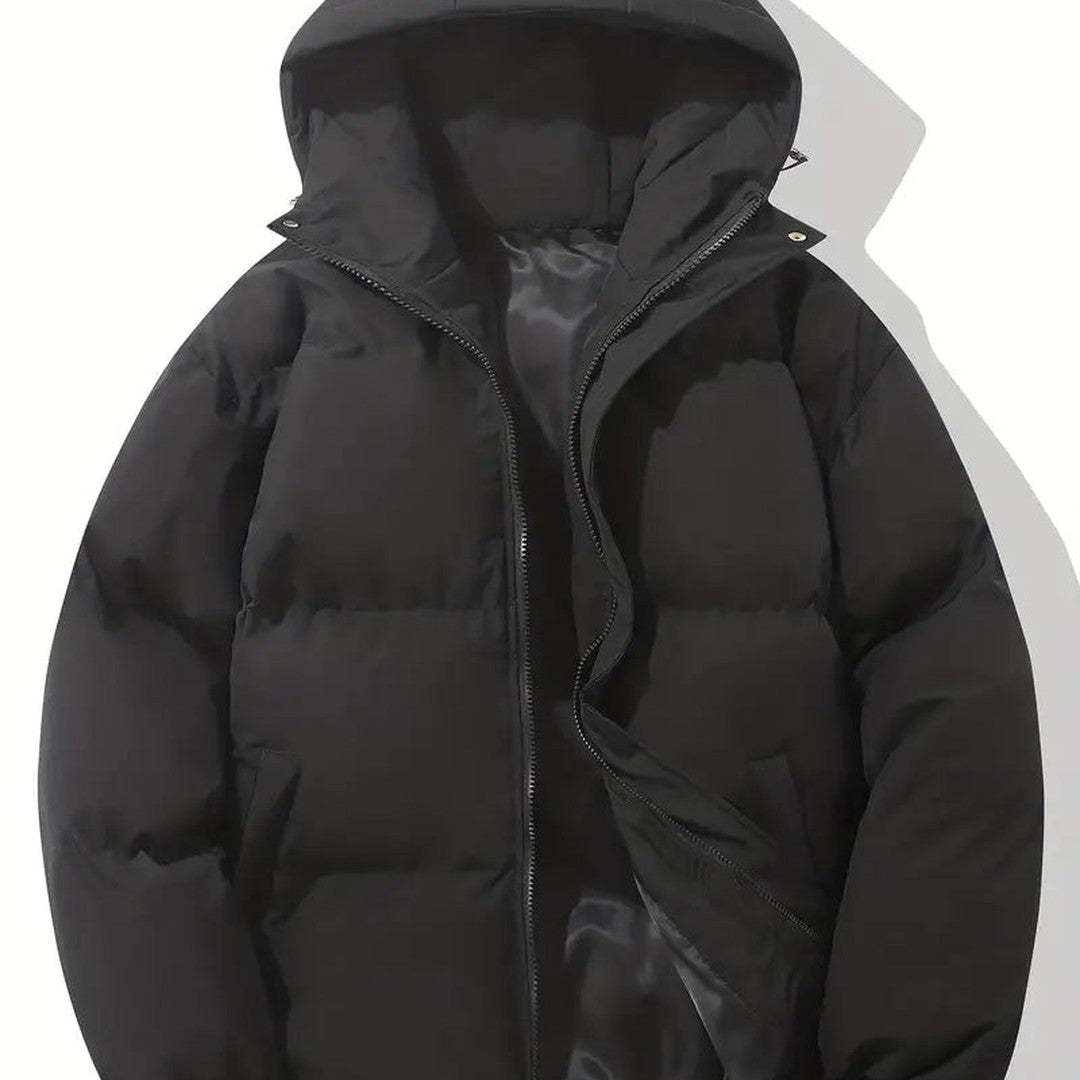 Horizontal-Channel Hooded Puffer Jacket