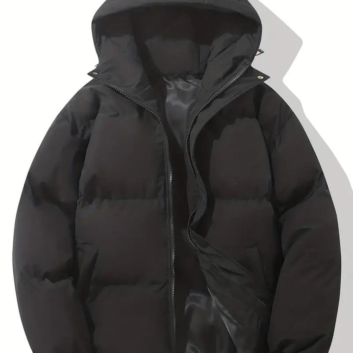Horizontal-Channel Hooded Puffer Jacket