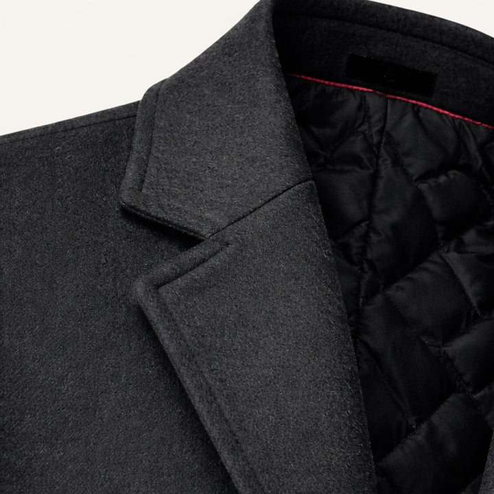 Longline Single-Breasted Coat with Quilted Lining