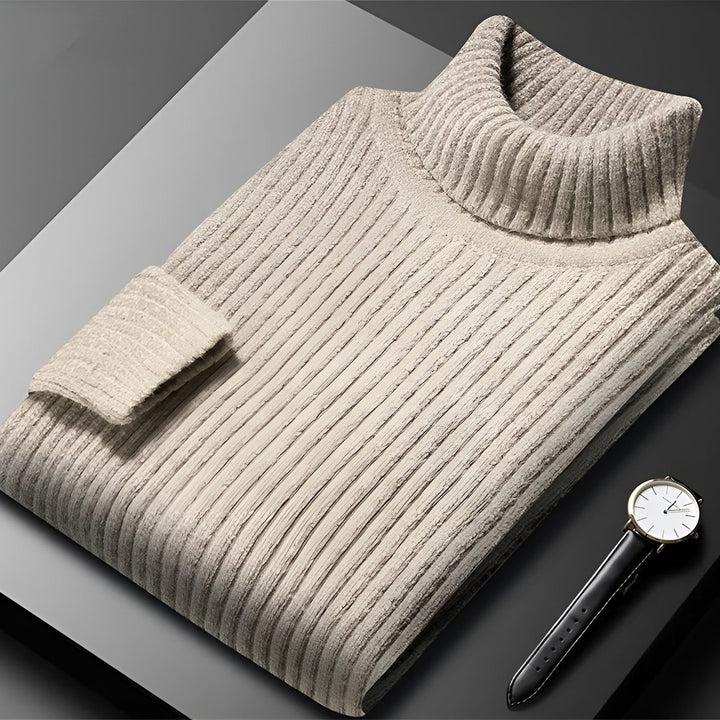 Textured Ribbed Turtleneck Sweater