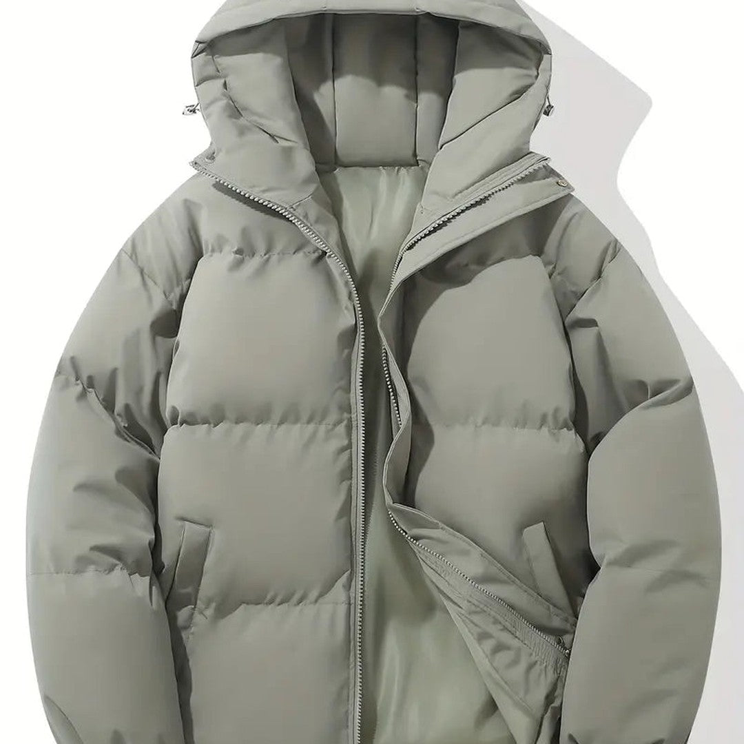 Horizontal-Channel Hooded Puffer Jacket