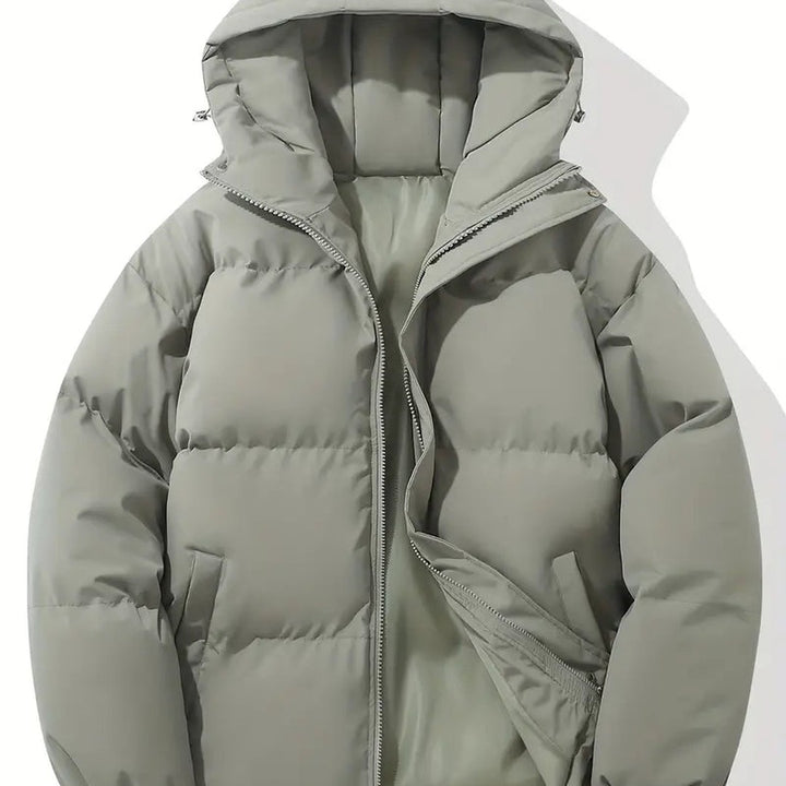 Horizontal-Channel Hooded Puffer Jacket