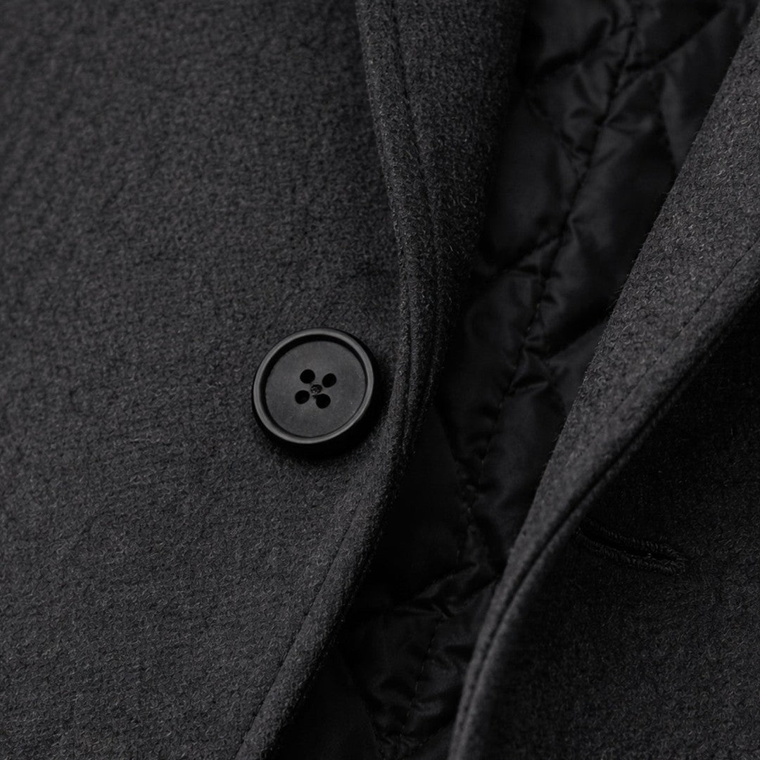 Longline Single-Breasted Coat with Quilted Lining