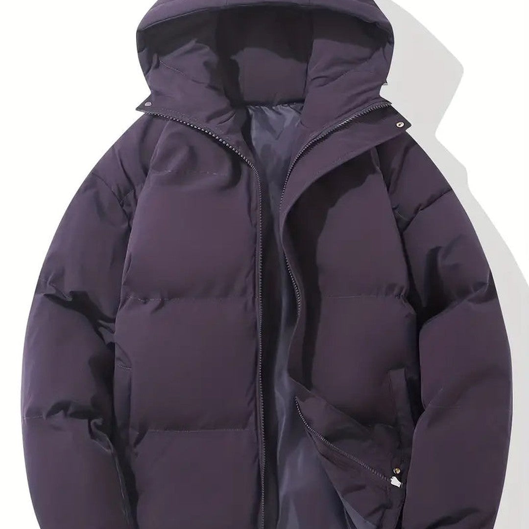 Horizontal-Channel Hooded Puffer Jacket