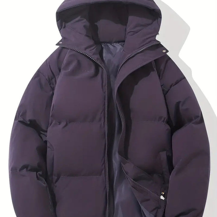 Horizontal-Channel Hooded Puffer Jacket