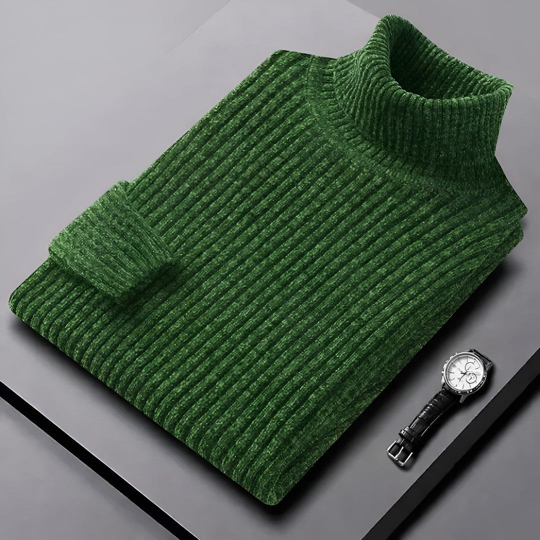 Textured Ribbed Turtleneck Sweater