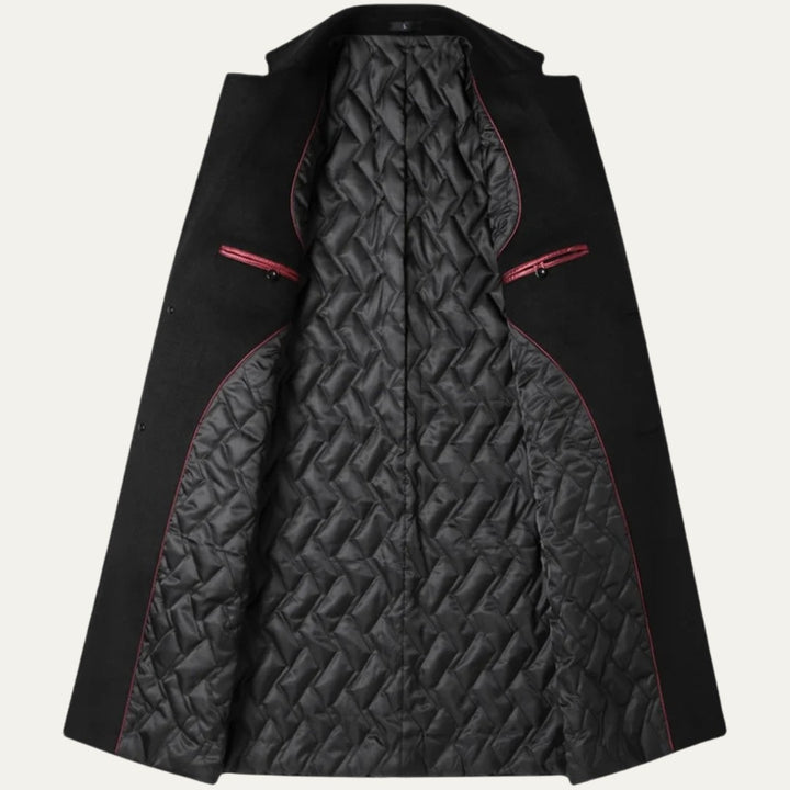 Longline Single-Breasted Coat with Quilted Lining