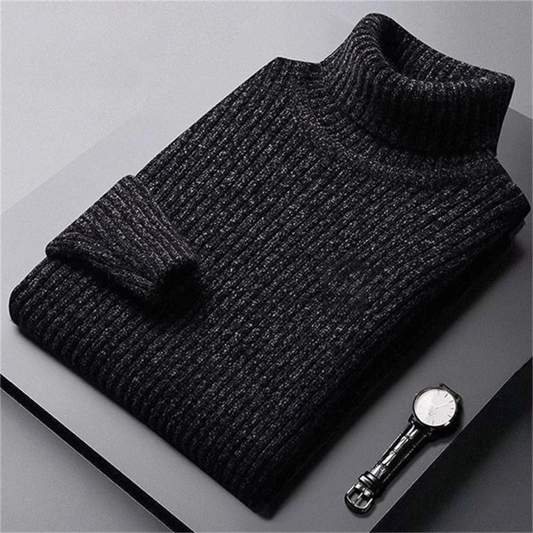 Textured Ribbed Turtleneck Sweater
