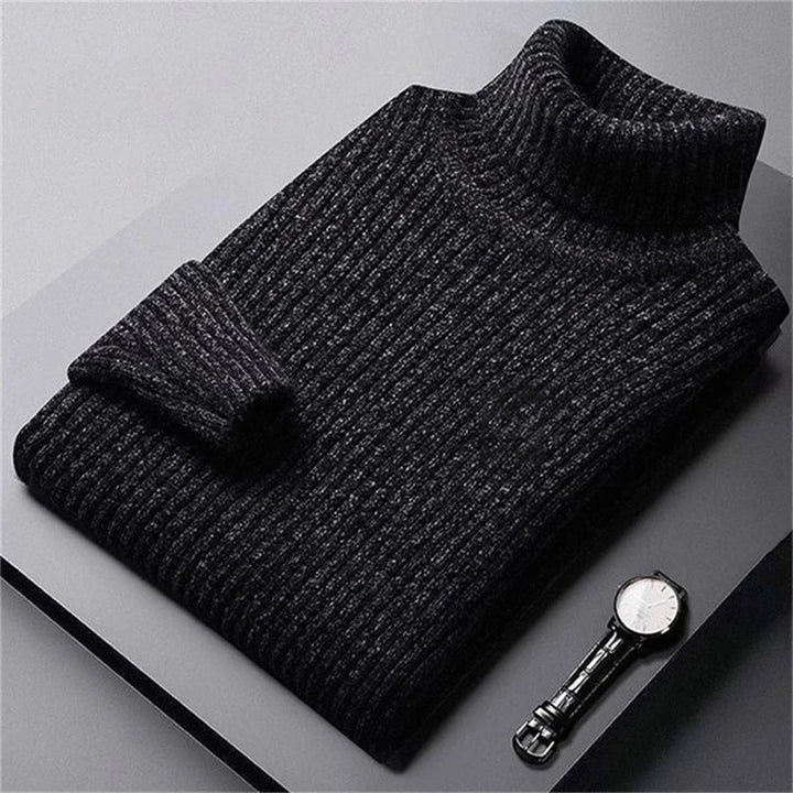 Textured Ribbed Turtleneck Sweater