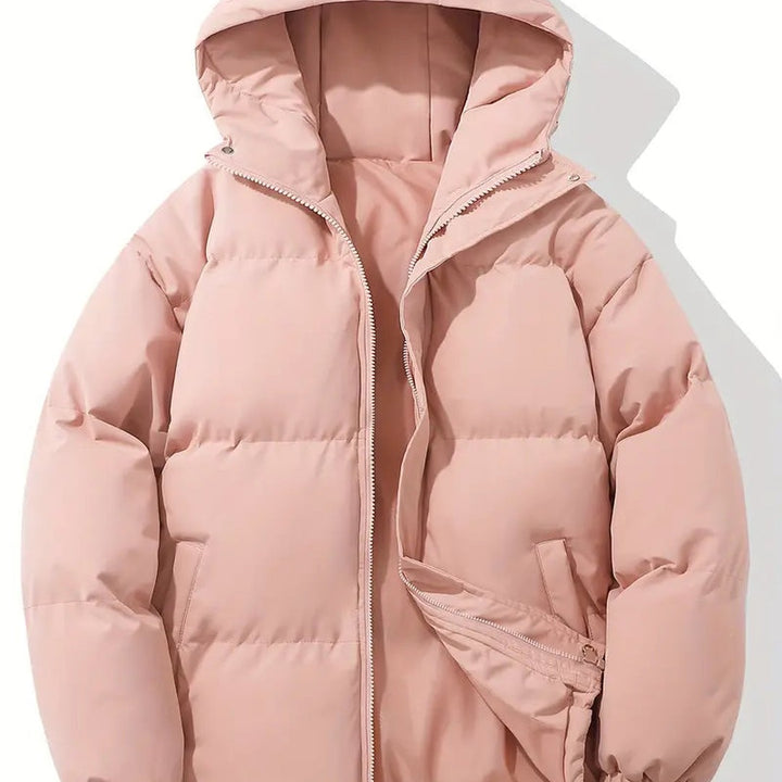 Horizontal-Channel Hooded Puffer Jacket