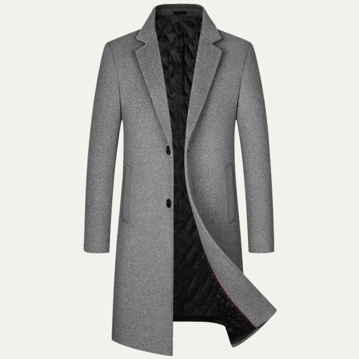 Longline Single-Breasted Coat with Quilted Lining