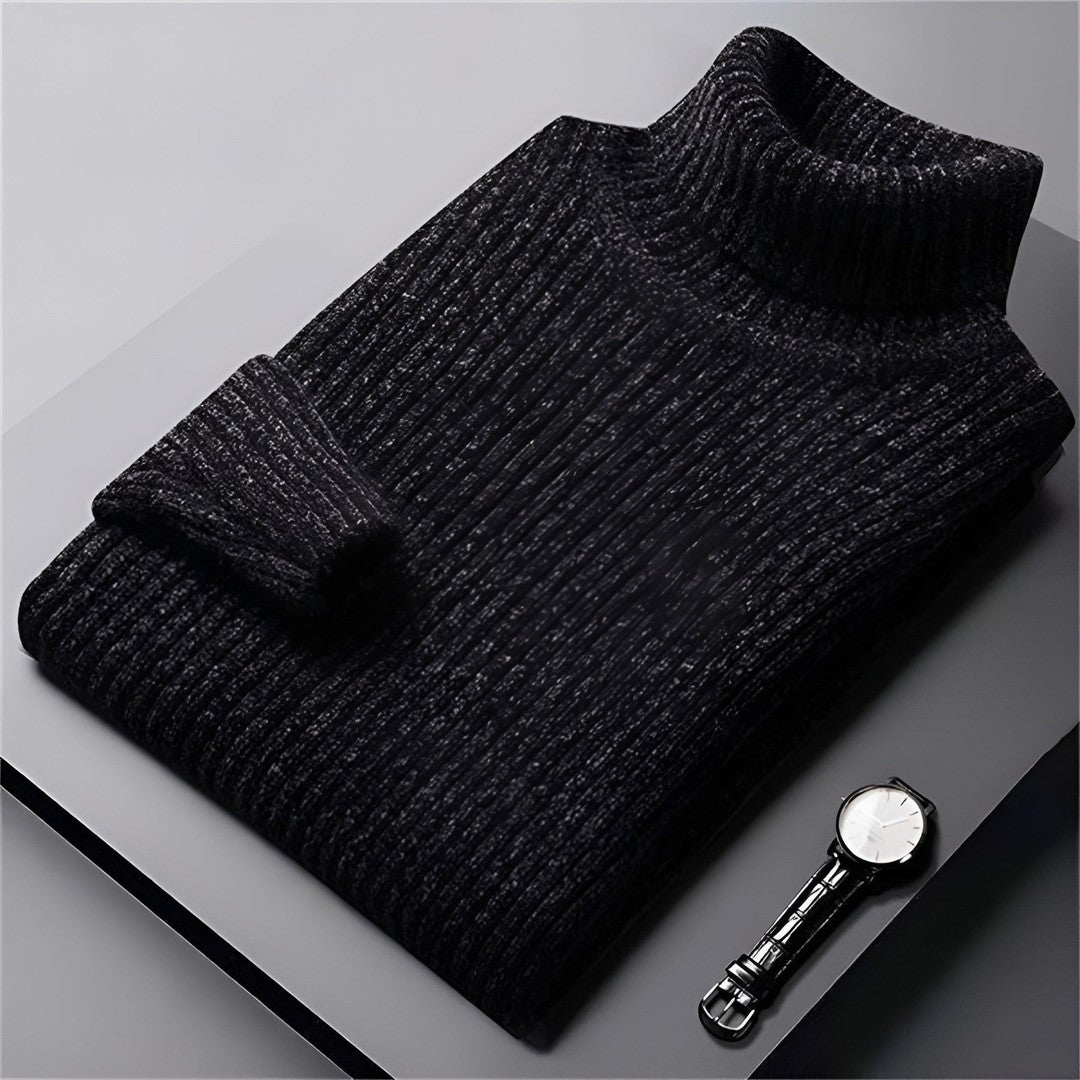 Textured Ribbed Turtleneck Sweater