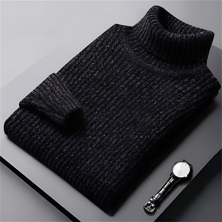 Textured Ribbed Turtleneck Sweater