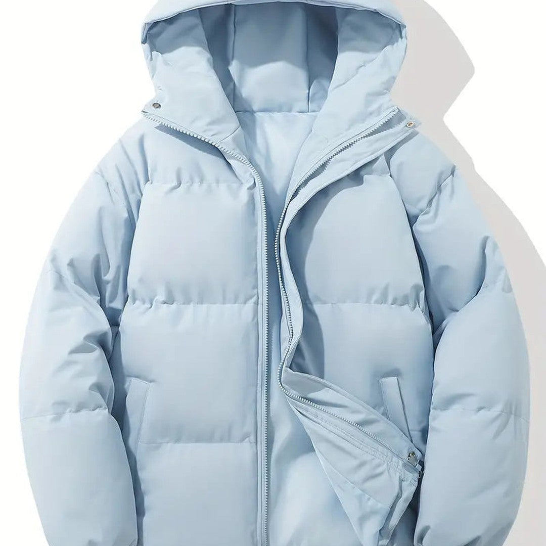 Horizontal-Channel Hooded Puffer Jacket