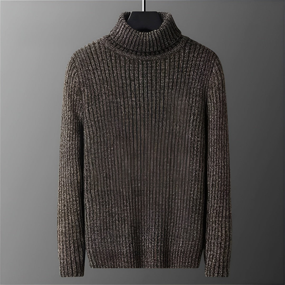 Textured Ribbed Turtleneck Sweater