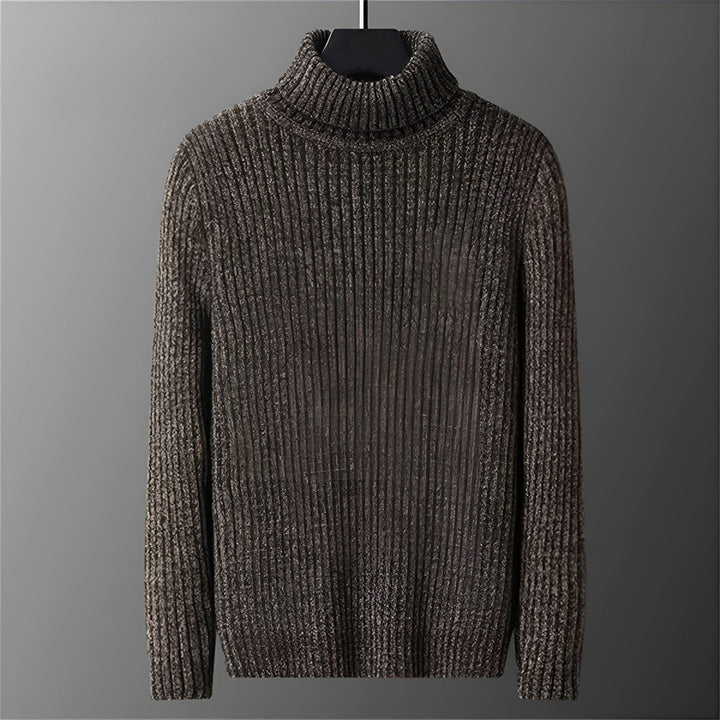 Textured Ribbed Turtleneck Sweater