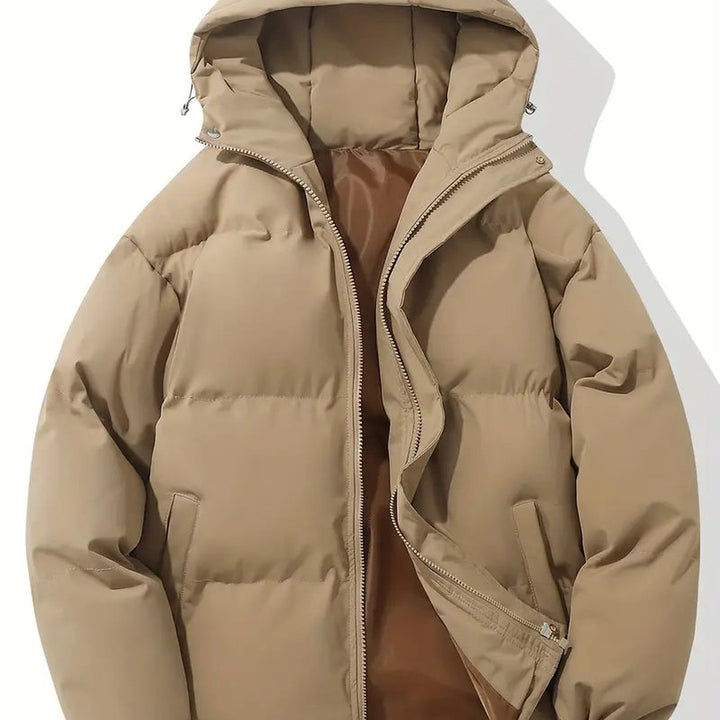 Horizontal-Channel Hooded Puffer Jacket