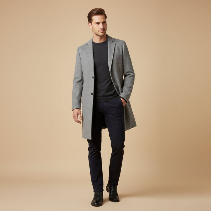 Longline Single-Breasted Coat with Quilted Lining