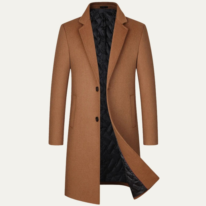 Longline Single-Breasted Coat with Quilted Lining