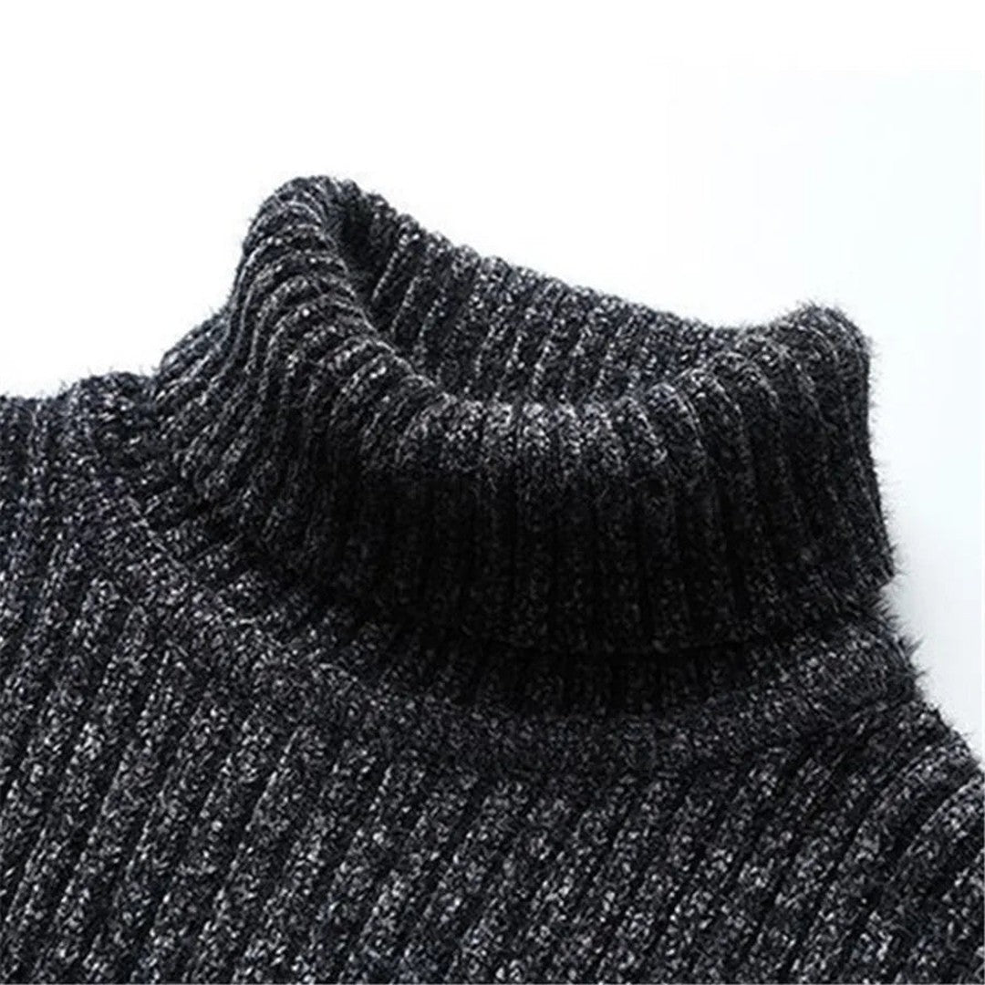 Textured Ribbed Turtleneck Sweater