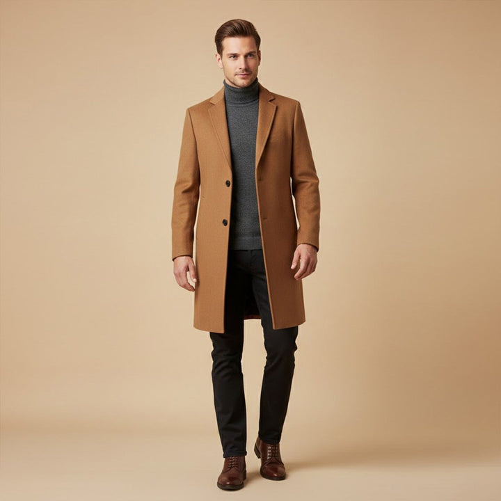 Longline Single-Breasted Coat with Quilted Lining