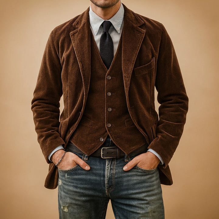 Corduroy Notch Lapel Blazer