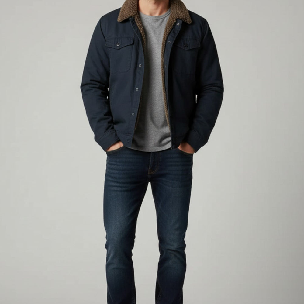Sherpa-Lined Chest-Pocket Jacket