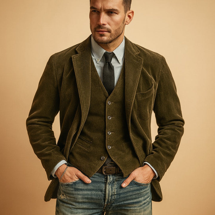 Corduroy Notch Lapel Blazer