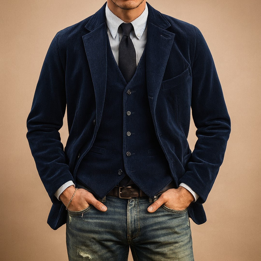 Corduroy Notch Lapel Blazer
