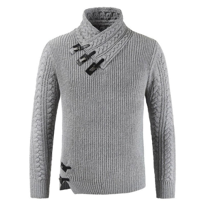 Toggle Closure Shawl Collar Sweater