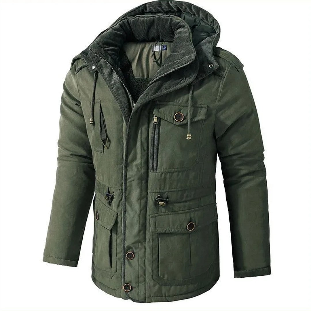 Multi-Pocket Hooded Cotton-Blend Parka