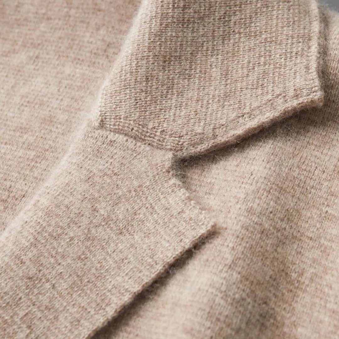 Notch Lapel Knit Blazer Cardigan with Patch Pockets