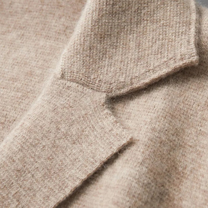 Notch Lapel Knit Blazer Cardigan with Patch Pockets