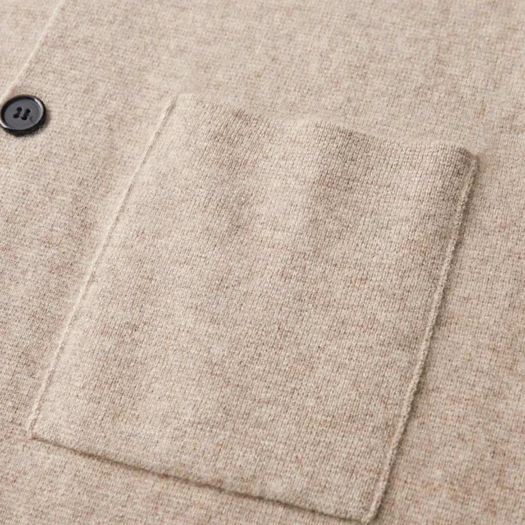 Notch Lapel Knit Blazer Cardigan with Patch Pockets