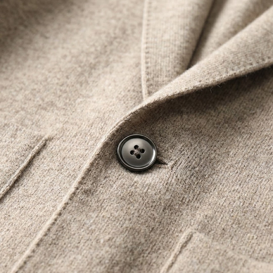 Notch Lapel Knit Blazer Cardigan with Patch Pockets