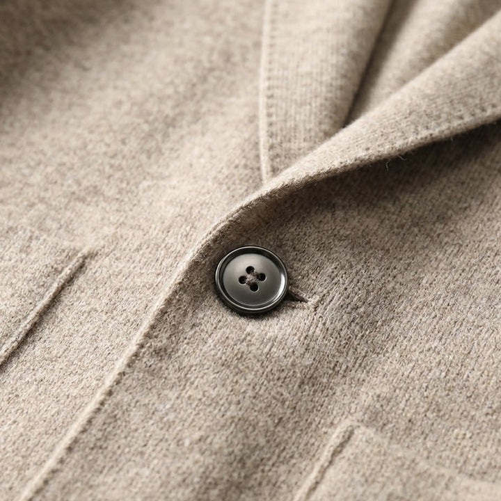 Notch Lapel Knit Blazer Cardigan with Patch Pockets