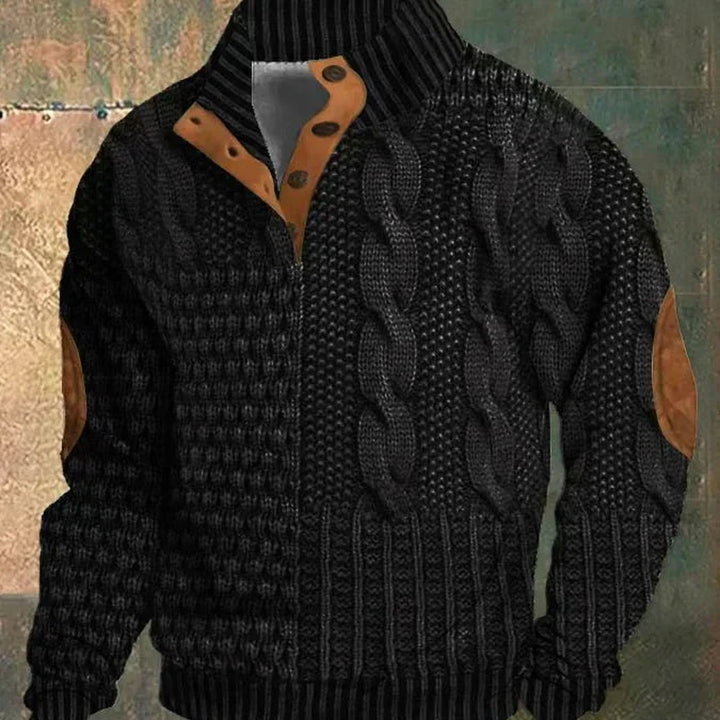 Cable Knit Snap Collar Sweater