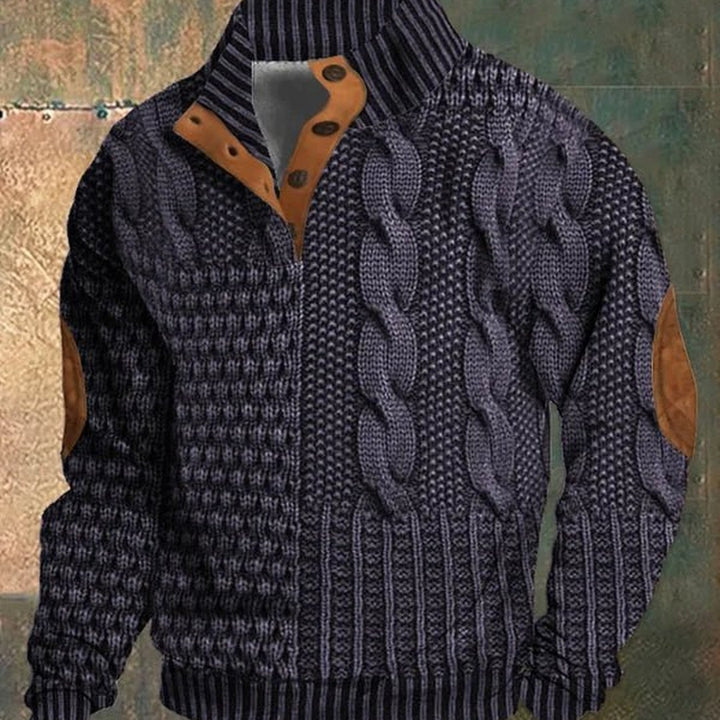 Cable Knit Snap Collar Sweater