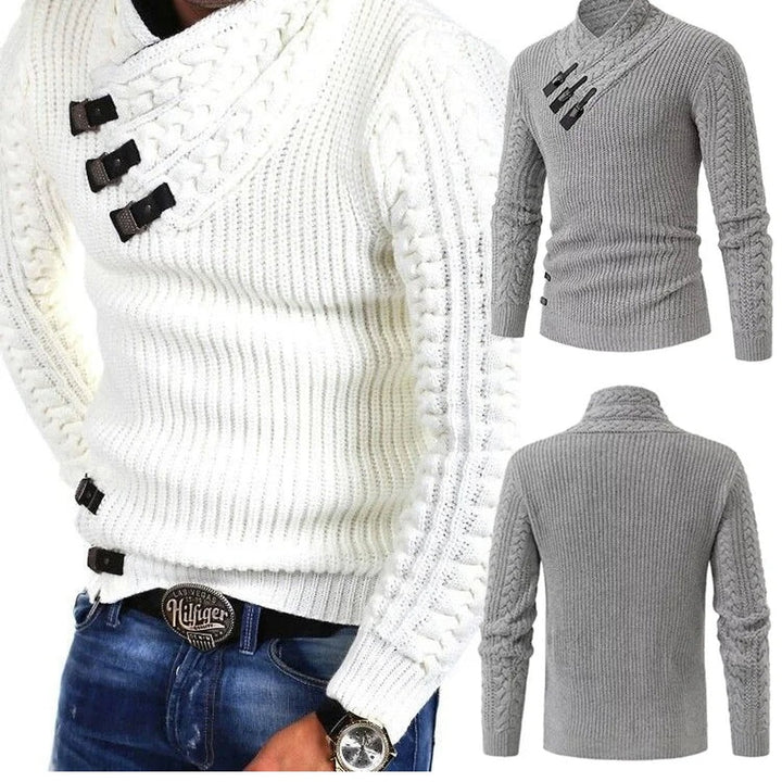 Toggle Closure Shawl Collar Sweater