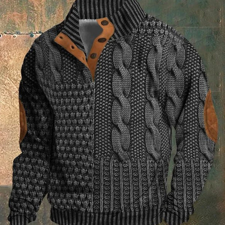Cable Knit Snap Collar Sweater