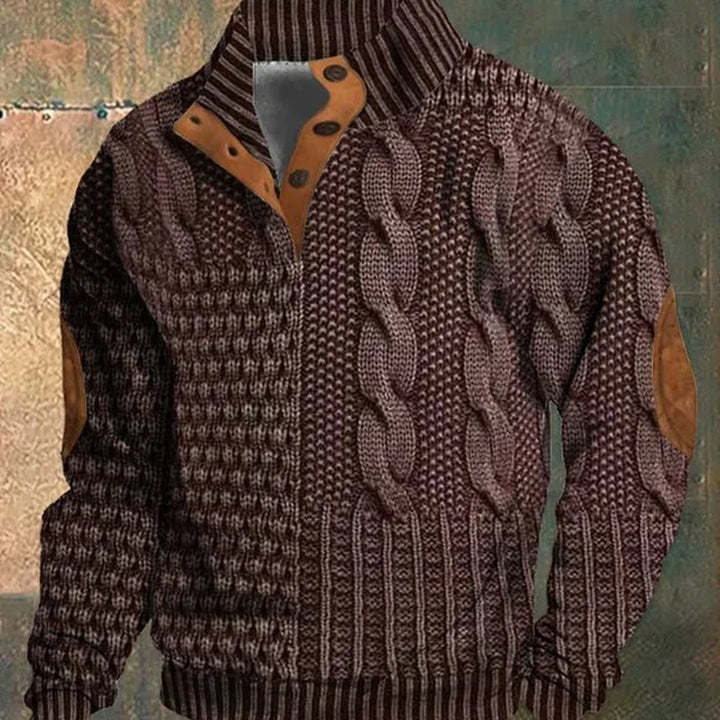 Cable Knit Snap Collar Sweater