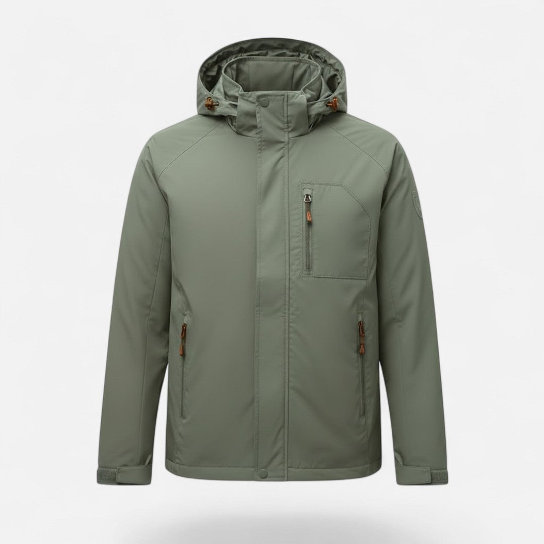 Solid-Colour Stand-Collar Outdoor Jacket