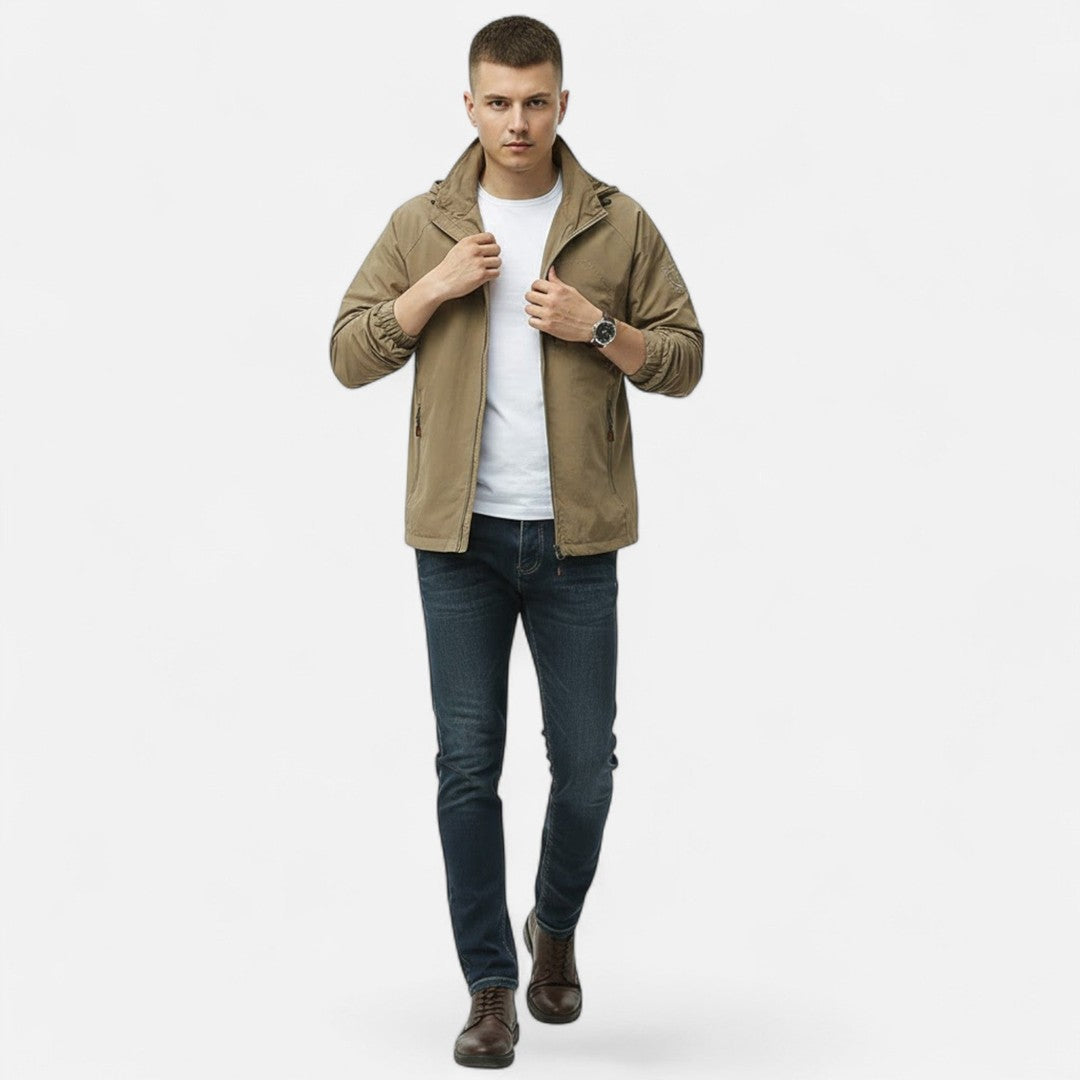 Solid-Colour Stand-Collar Outdoor Jacket