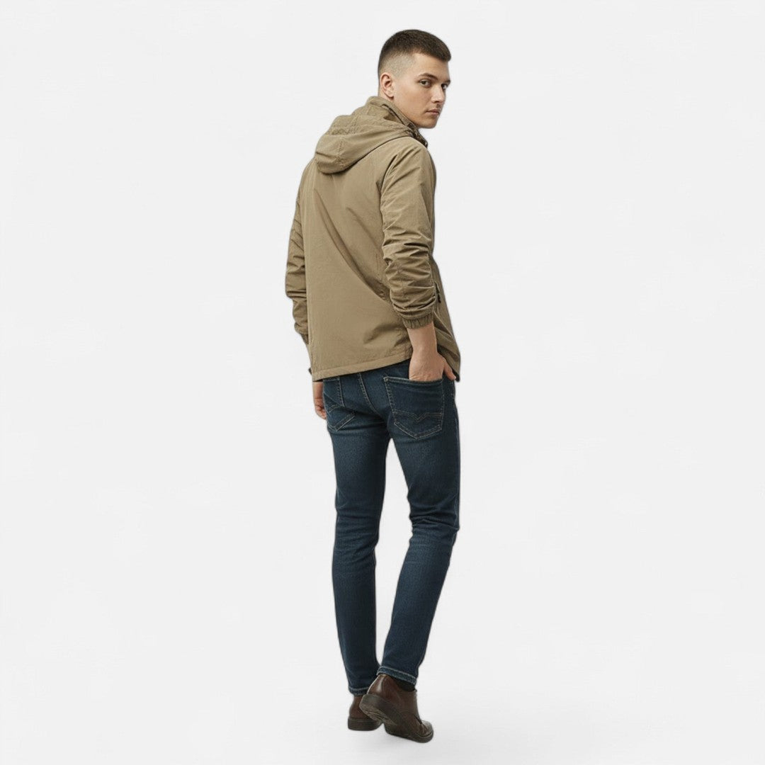 Solid-Colour Stand-Collar Outdoor Jacket