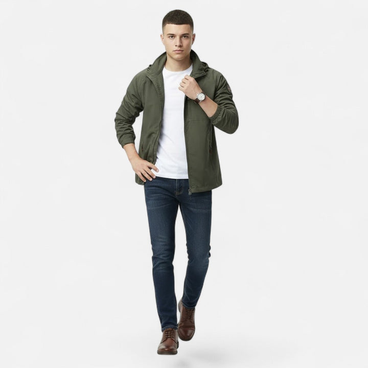 Solid-Colour Stand-Collar Outdoor Jacket