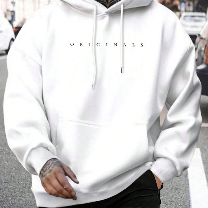 Graphic Print Hooded Sweatshirt - White