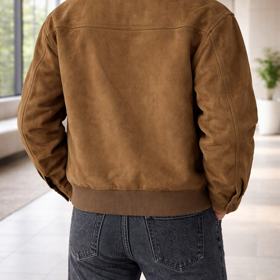 Suede-Look Collared Zip Jacket